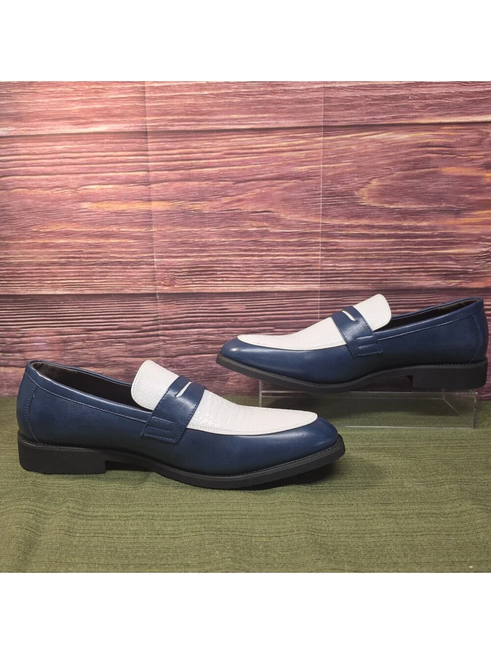 Formal Dress Slip-On Penny Loafer Blue White Two Tone EU 45 / US 11.5-12
